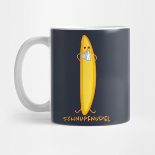 Funny Schupfnudel has a cold Mug